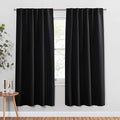 Pony Dance Blackout Curtains Thermal Insulated Window Treatment Panels Room Darkening Shade Drapes for Living Room Back Tab/Rod Pocket Bedroom Draperies, 55 x 68 Inch, Black, 2 Panels