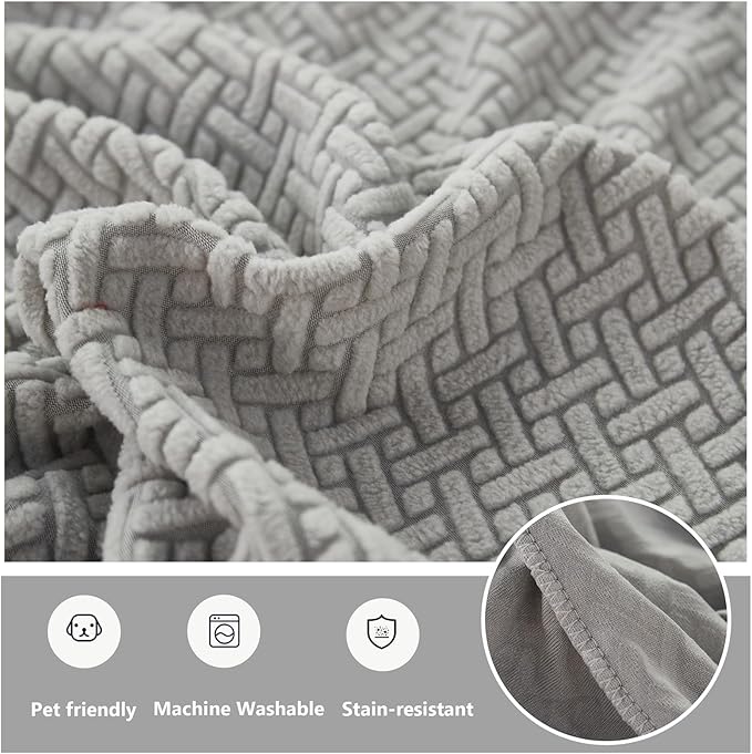 Couch Cushion Covers for Sofa Couch Covers Wear-Resistant Universal Sofa Cover Washable Stretch for Sectional Slipcovers (Texture-Brown,Large Double Seat Cover)