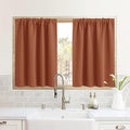 RYB HOME RV Curtains for Camper Windows, Mini Small Thermal Insulated Sunlight Heat Blocking Blackout Privacy Portable Curtains for Travel Trailer, Width 34 by Length 24, Burnt Orange, 2 Panels