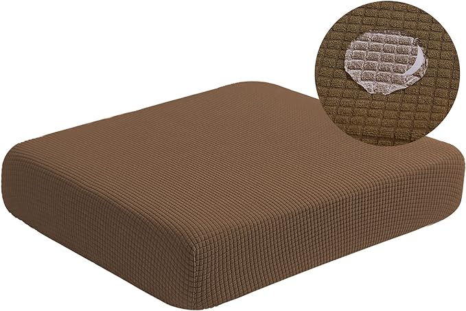 Water Resistant Couch Cushion Cover Stretch Sofa Seat Slipcover for Pets, Thick RV Dinette Seat Cushion Covers Sofa Protector, Washable (Medium, Coffee)