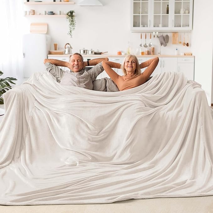 BEDELITE Big Fleece Blanket 120" x 120" (10' x 10'), Super Soft Fluffy Fuzzy Oversized King for Bed, Couch, Sofa, Camping, Extra Large Blanket Fits Your Whole Family, Beige