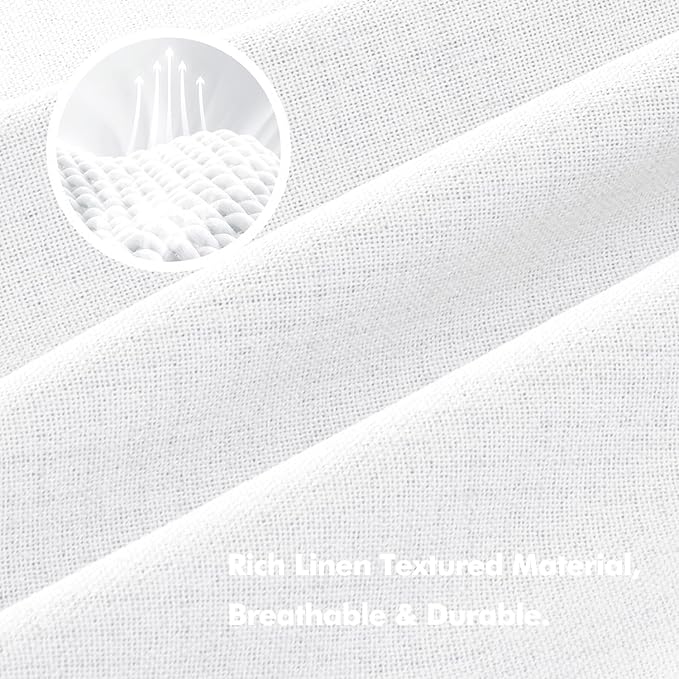 MIULEE 100% Blackout Linen Curtains for Bedroom, Bright White Solid Luxury Decor Thermal Insulation Room Darkening Drapes for Living Room Nursery Back Tab Rod Pocket 42 x 72 Inches, 2 Panels