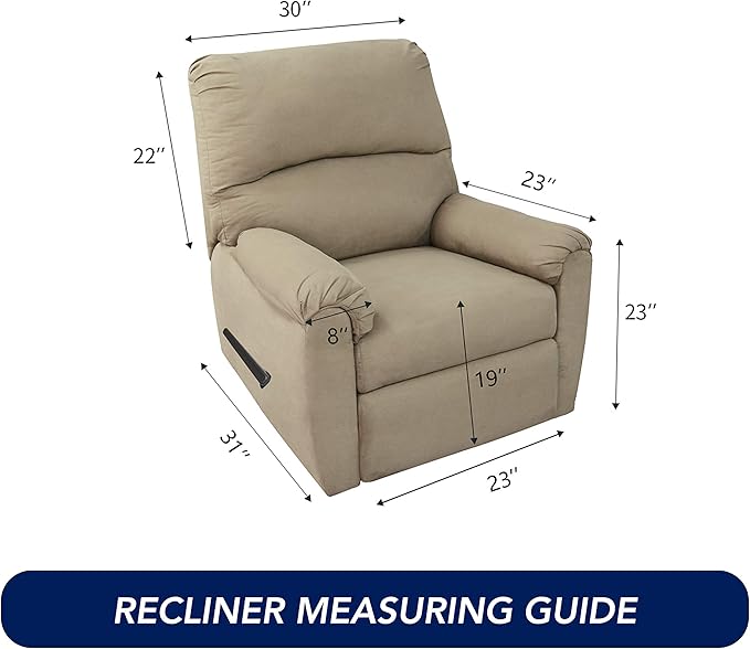 PureFit Super Stretch Chair Sofa Slipcover with Pocket – Spandex Non Slip Soft Couch Sofa Cover, Washable Furniture Protector with Elastic Bottom for Kids, Pets （Recliner, Tan）