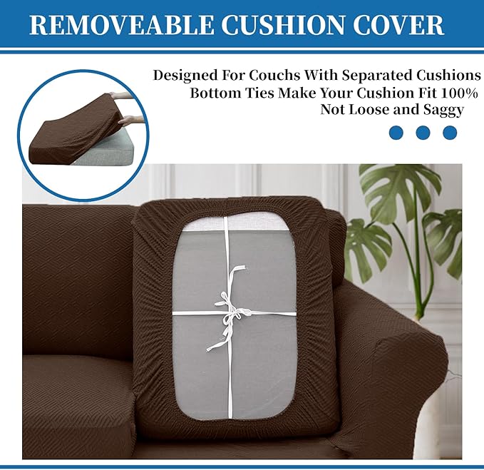 XINEAGE 2026 New 4 Pieces Couch Covers for 3 Cushion Couch Super Stretch Thick Soft Sofa Cover Anti Slip Sofa Slipcover Dogs Cats Furniture Protector (Coffee, 71"-91")