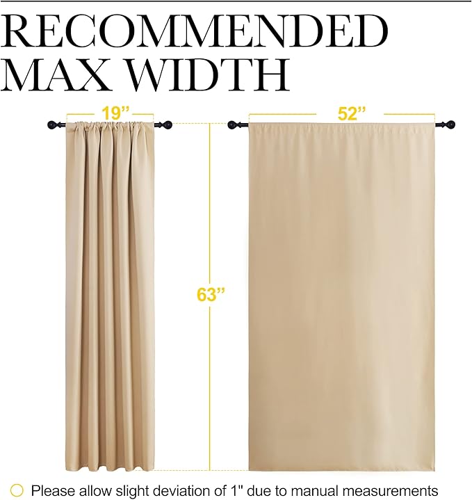 NICETOWN Room Darkening Curtains for Bedroom - Home Decoration Privacy Protection Thermal Insulated Solid Drapes/Draperies for Kitchen Window (Biscotti Beige, Set of 2, 52 x 63 inches)