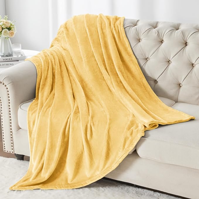 BEDELITE Fleece Blanket Twin Size Cream Yellow Throw Blankets for Couch & Bed, Luxury Plush Cozy Fuzzy Blanket 60x80 inches, Super Soft Warm Lightweight Throw Blanket for Travel Camping