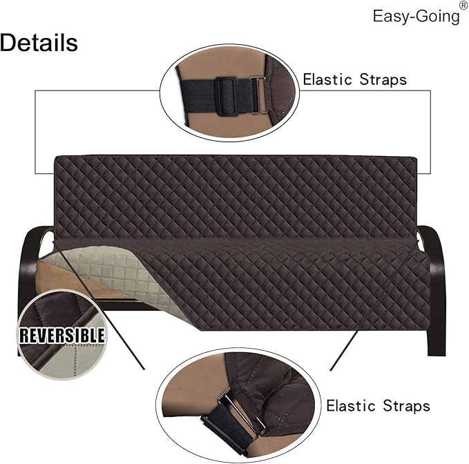 Easy-Going Futon Sofa Slipcover Reversible Sofa Cover Armless Cover Furniture Protector Couch Cover Water Resistant Pets, Kids, Children, Dog, Cat Chocolate/Beige