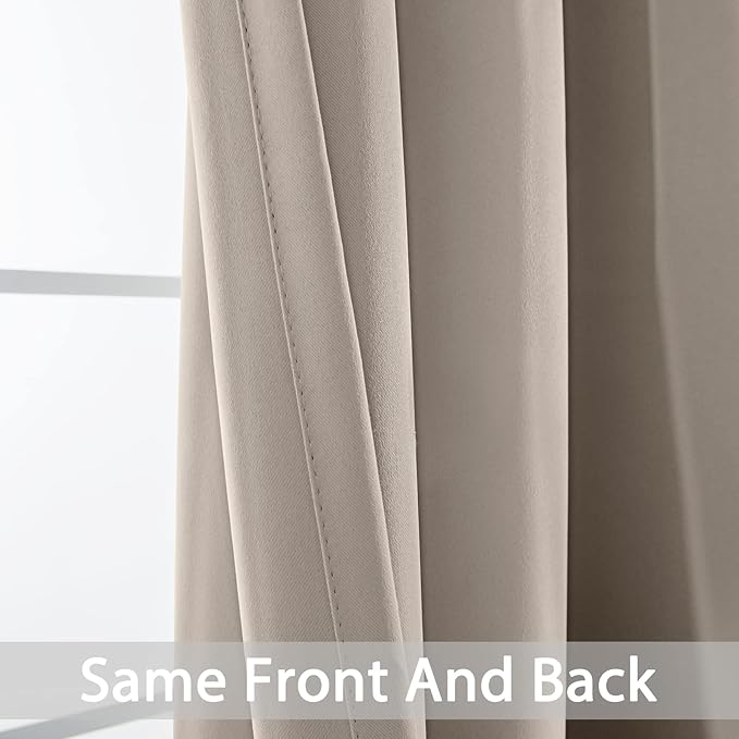 Yakamok Wide Thermal Blackout Patio Door Curtain Panel, Natural Grommet Sliding Door Insulated Curtains, Extra Wide Curtains for Sliding Glass Door, Natural, W52 x L84, 1 Panel