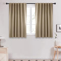 Deconovo Solid Back Tab and Rod Pocket Curtains Thermal Insulated Blackout Window Curtains for Kitchen 52Wx54L Inch Khaki 2 Panels