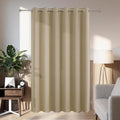 Joydeco Blackout Patio Sliding Door Curtains 96 Inches Long, Grommet Privacy Room Divider Curtains, Extra Wide Thermal Blackout Drapes for Bedroom Living Room (Light Beige, 80Wx96L, 1 Panel)