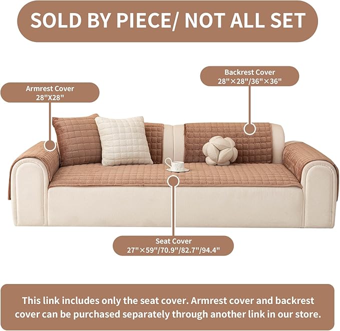 Velvet Couch Covers for Dogs, Dog Sectional Couch Covers, Pet Couchs Cover for 2-3 Seater, Couchs Protector for Dogs, Sectional Sofa Cover for Pet Washable(1PC,Dark Brown,27.6"×70.9")