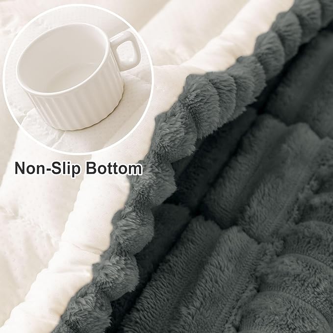 hyha Couch Covers for Dogs Washable, Non Slip Plush Dog Sofa Protectors, Fuzzy Pet Couch Covers for 3 Cushion Sofa Pet Friendly (Dark Grey, 27.6" x 47")