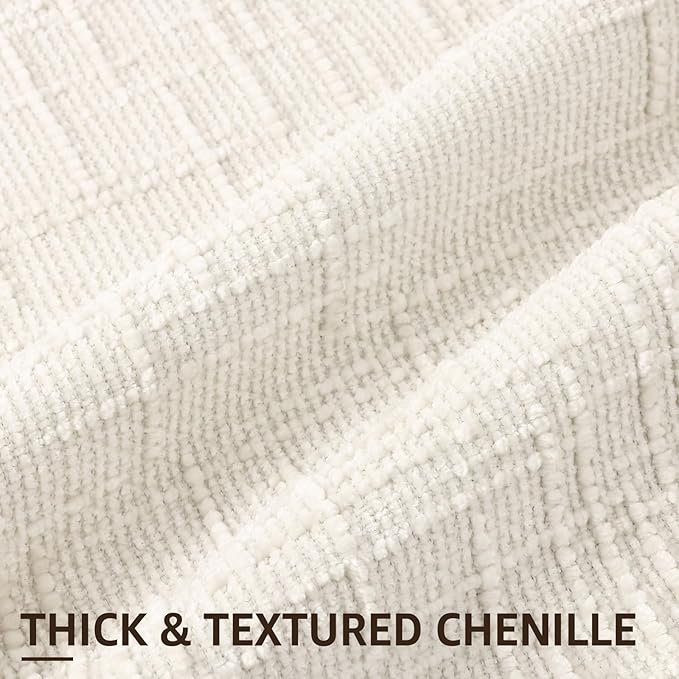 decorUhome Summer Cream White Chenille Throw Pillow Covers 16x16 Set of 2 Textured Soft Cozy Slubby Couch Pillow Covers Modern Farmhouse Boho Decorative Pillow Cases for Bed Sofa Living Room
