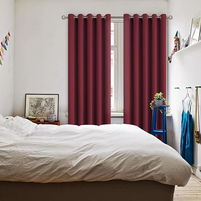 BGment Blackout Curtains for Bedroom - Grommet Thermal Insulated Room Darkening Curtains for Living Room, Set of 2 Panels (70 x 84 Inch, Burgundy)