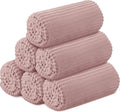 Buryeah 6 Pcs Flannel Throw Blanket Bulk 50 x 60 in Sleepover Blanket Outdoor Wedding Throw Lightweight, Oeko-tex Standard 100 Certified for Sofa Homeless Gifts (Rosewood Pink)
