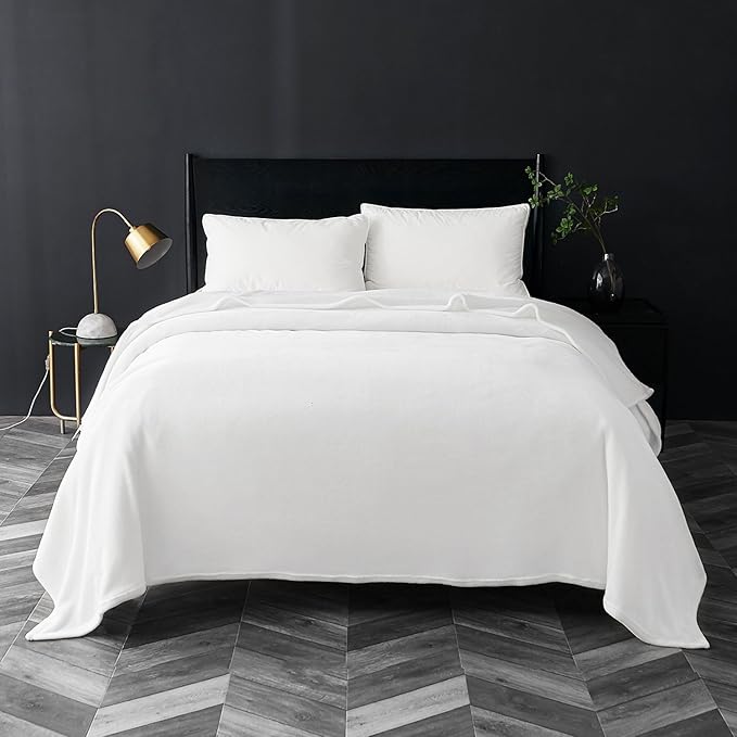 Bedsure GentleSoft Fleece Blankets King Size White - Bed Blanket Soft Lightweight Plush Cozy Fuzzy Luxury Microfiber, 108x90 inches