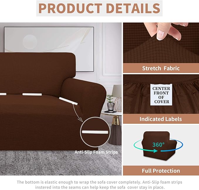 Easy-Going 100% Waterproof Chair Couch Cover, Dual Waterproof Sofa Cover, Stretch Jacquard Sofa Slipcover, Leakproof Furniture Protector for Kids, Pets, Dog and Cat (Chair, Coffee)