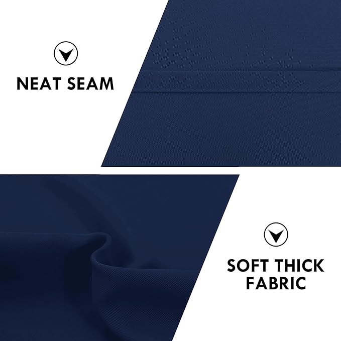 DWCN Short Curtains for Bathroom Windows 36 inches Length 2 Panels Set, Half Small Window Blackout Curtains for Kitchen, Rod Pocket Energy Saving Drapes (W42 x L36 Inch, Navy Blue)