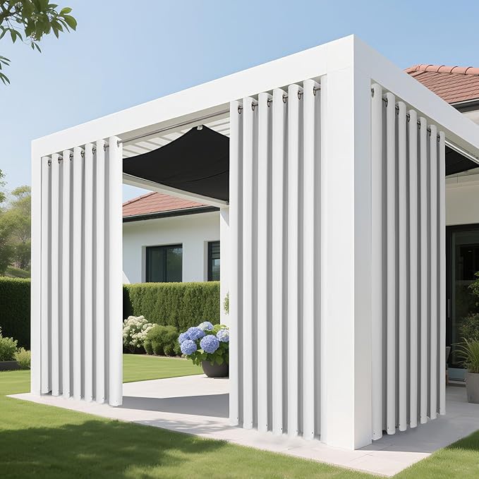Joydeco Blackout Patio Sliding Door Curtains 96 Inches Long, Grommet Privacy Room Divider Curtains, Extra Wide Thermal Blackout Drapes for Bedroom Living Room (Pure White, 70Wx96L, 1 Panel)