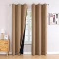 ChrisDowa 100% Blackout Curtains 84 inch Long for Bedroom with Black Liner, 2 Thick Layers Total Blackout Thermal Insulated Grommet Window Curtains 2 Panels Set (Cappuccino, 38 x 84 Inch)