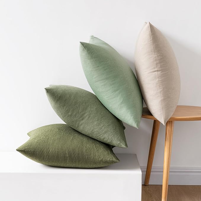 MIULEE Pack of 4 Decorative Throw Pillow Covers Linen Waterproof Pillow Covers Spring Farmhouse Cushion Cases for Outdoor Patio Garden Tent Balcony Couch Sofa 18x18 inch Light Green