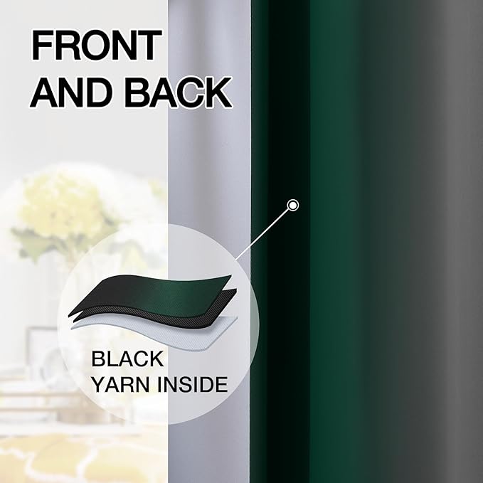 SimpleHome Ombre Room Darkening Curtains 84 inches Length for Bedroom,Grommet Gradient Light Blocking Green and Black Gradient Window Curtains for Living Room,2 Panels, 52x84 inches