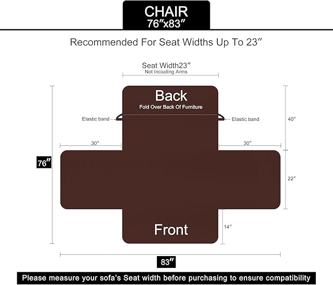 U-NICE HOME Recliner Chair Covers Reversible Chair Cover Pet Covers for Dogs with Elastic Straps Water Resistant Diamond Quilted (23''Armchair, Brown/Beige)