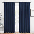 NICETOWN Navy Curtains Blackout Draperies - Modern Design Thermal Insulated Rod Pocket Blackout Drapes for Kid's Bedroom, Window Covering (1 Pair, 52 x 84 inches)