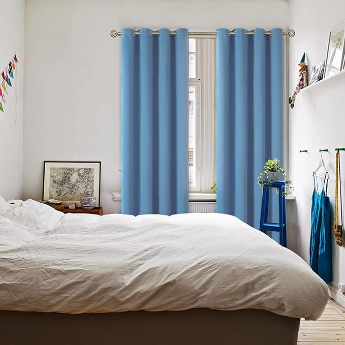 BGment Blackout Curtains for Bedroom - Grommet Thermal Insulated Room Darkening Curtains for Living Room, Set of 2 Panels, Each 46 x 72 Inch, Faded Denim