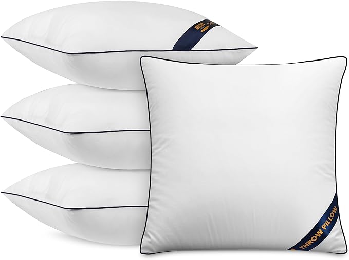 Utopia Bedding Throw Pillow Inserts (Pack of 4, White), 12 x 12 Inches Decorative Indoor Pillows for Sofa, Bed, Couch, Cushion Sham Stuffer