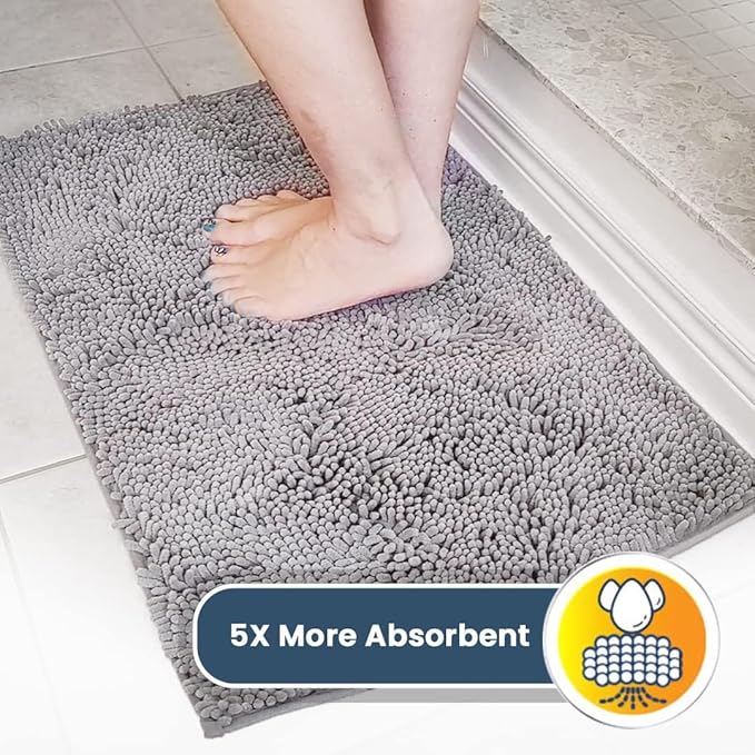 Muddy Mat® | Super Absorbent Door Mat Indoor, Microfiber Quick Dry Chenille Entryway Rug, Non-Slip Front Door Mat, Indoor Mats for Entryway, Machine Washable Pet Rug, Grey 16"x24"
