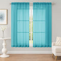 OWENIE Sheer Turquoise Curtains, Sheer Curtains 63 inch Length 2 Panels Set, Rod Pocket Voile Fimly Sheer Drapes for Living Room Bedroom, 2pcs, Turquoise, Each 59" W x 63" L