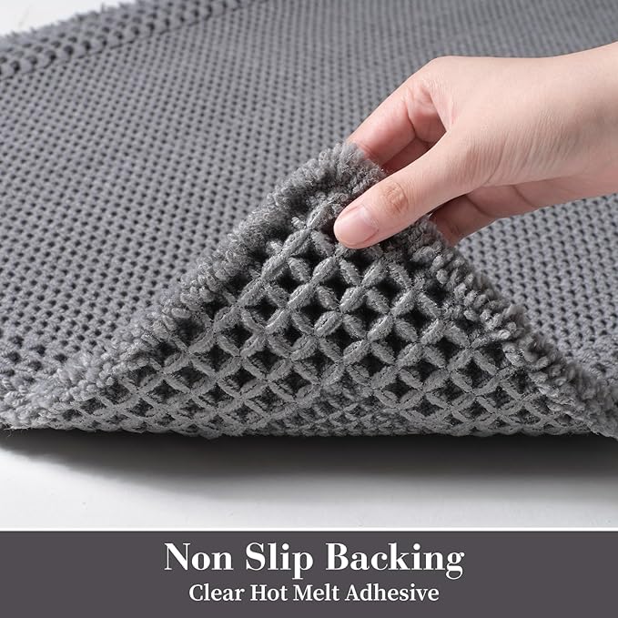 RESARE Waffle Bathroom Runner Rugs, Super Absorbent Bath Mat Non Slip Washable Quick Dry, Upgraded Ultra Soft Boho Bath Rugs with Tassels for Hallway Bedroom Laundry Room, 2'x4'(24"x48"), Dark Grey