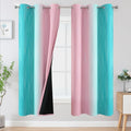 Estelar Textiler Teal and Pink Ombre Blackout Curtains for Bedroom, Full Room Darkening Grommet Curtains for Living Room, Thermal Insulated Light Blocking Gradient Drapes, 42Wx72L, 2 Panels