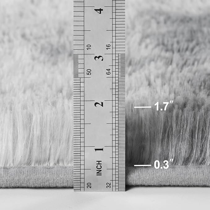 Large Shag Area Rugs 9 x 12, Tie-Dyed Plush Fuzzy Rugs for Living Room, Ultra Soft Fluffy Furry Rug for Bedroom, Indoor Carpet Nursery Rugs for Kids Room Home Decor, Light Grey