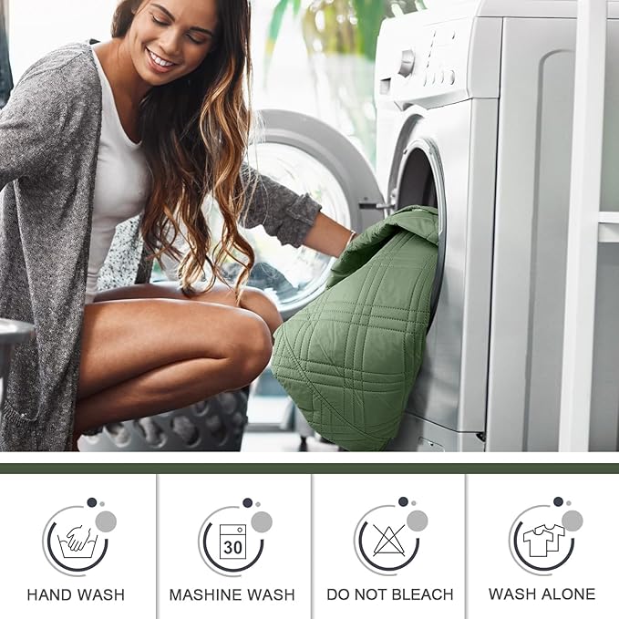 TAOCOCO 100% Waterproof Recliner Sofa Cover, Non Slip Split Couch Covers for Reclining Couches with Elastic Strap, Washable Reclining Sofa Cover Furniture Protector for Kids Pets(3 Seater, Bean Green)