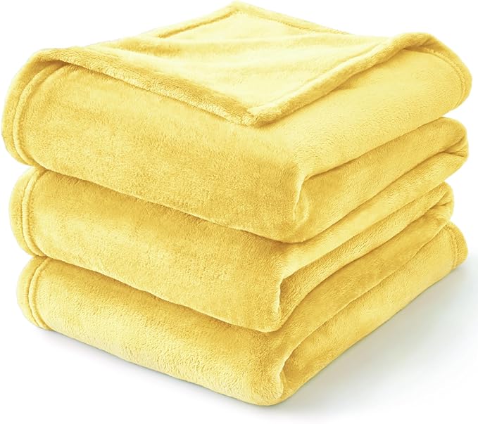 BEDELITE Fleece Blanket Twin Size Light Yellow Throw Blankets for Couch & Bed, Luxury Plush Cozy Fuzzy Blanket 60x80 inches, Super Soft Warm Lightweight Throw Blanket for Travel Camping