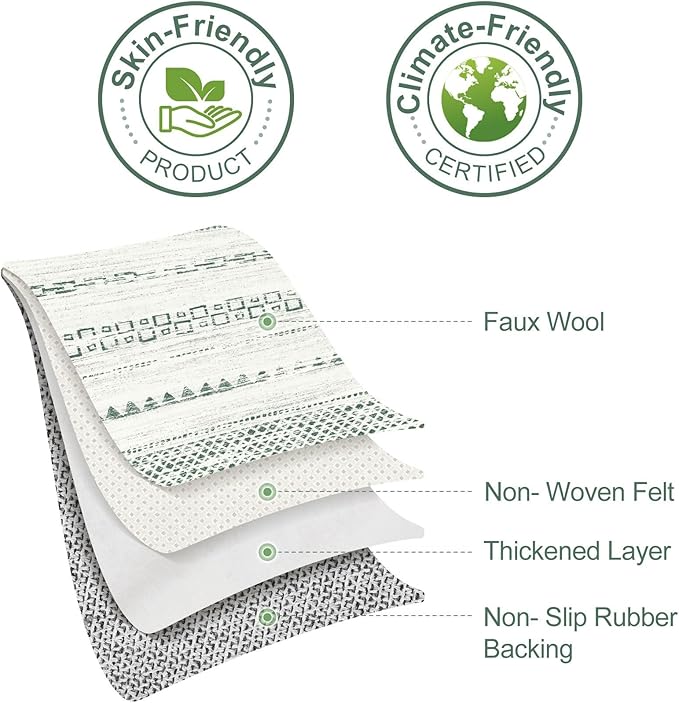 Nakagishi Green Rug Living Room 6x9: Washable Boho Large Neutral Farmhouse Soft Area Rugs Modern Stain Resistant Moroccan Indoor Non-Slip Floor Carpet for Bedroom Nursery Playroom Office Dining Room