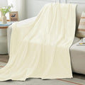 KMUSET Cream Fleece Blanket Twin Size - Lightweight Super Soft Cozy Bed Blanket Microfiber 60 x 80 inches