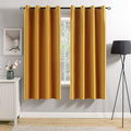 MIULEE 2 Panels Blackout Velvet Curtains Solid Soft Grommet Mustard Yellow Curtains Fall Thermal Insulated Soundproof Room Darkening Curtains/Drapes/Panels for Living Room Bedroom 52 x 63 Inch