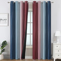 Estelar Textiler Navy Blue and Burgundy Red Ombre Blackout Curtains 96 Inch Length 2 Panels, Light Blocking Thermal Insulated Room Darkening Window Drapes for Bedroom/Living Room, 52x96 Inch