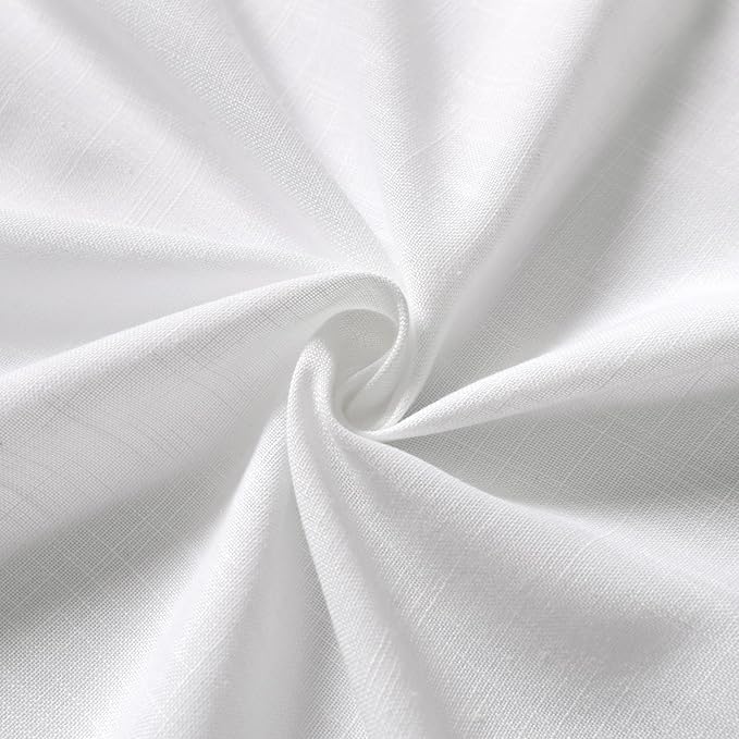 White Linen Curtains 80 Inches Length 2 Panels Set for Bedroom Living Room Back Tab Privacy Sheer Curtains Light Filtering Modern Farmhouse Coastal Decor Cotton Textured Gauze Curtain 36x80
