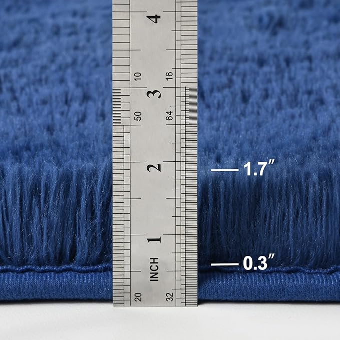 Deerhoo Large Shag Area Rugs 5 x 8, Plush Fuzzy Rugs for Living Room, Ultra Soft Fluffy Furry Rug for Bedroom, Indoor Carpet Nursery Rugs for Kids Room Home Decor, Navy Blue
