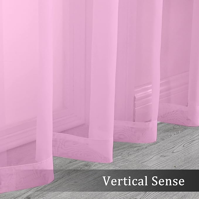 OWENIE Sheer Pink Curtains, Sheer Curtains 84 inch Length 2 Panels Set, Rod Pocket Voile Fimly Sheer Drapes for Living Room/Bedroom, 2pcs, Each 42" W x 84" L