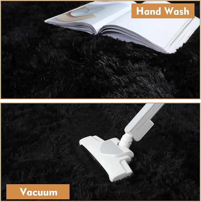 Super Soft Circle Rugs for Girls Princess Castle Toddlers Play Tent 3 Diameter Circular Area Rugs for Kids Bedroom Baby Room Decor Round Shag Playhouse Carpets(Φ3, Black)
