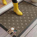 GORILLA GRIP 100% Waterproof All-Season WeatherMAX Doormat 35x23, US Designed Natural Rubber, Stain and Fade Resistant, Low Profile Indoor Outdoor Door Mats, Easy Clean Patio Mat, Taupe Basket Weave
