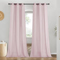NICETOWN Blush Pink Linen Curtains for Kitchen, Thick Flax Small Window Treatments Semi Sheer Privacy Assured with Light Through for Cafe/Bathroom, W42 x L90, 2 Panels