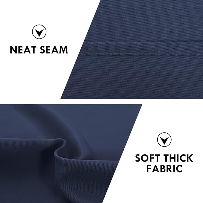 DWCN Blackout Curtains Room Darkening Thermal Insulated Bedroom Curtains Window Curtain Panels, 38 x 84 inches Long, Set of 2 Navy Rod Pocket Drapes