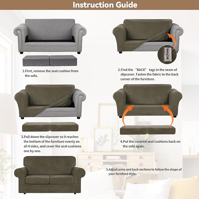 WEERRW Velvet Couch Covers for 2 Cushion Couch Sofa - High Stretch Luxury Velvet Plush 3 Pieces Sofa Slipcovers with Elastic Bottom, Furniture Protector for Pets, Machine Washable, Light Brown, Medium