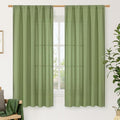 LAMIT Faux Linen Curtains 63 inches Long for Bedroom, Rod Pocket Thick Linen Drapes Light Filtering Privacy Window Spring Decor Curtains for Living Room, 2 Panels (52 x 63 Inch, Green)
